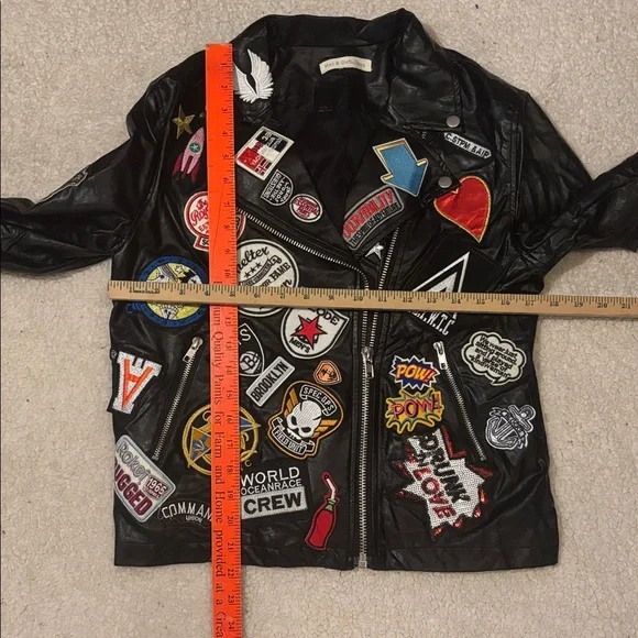 Hot & Delicious Embellished Black Faux Leather Moto Jacket Large - Picture 4 of 10